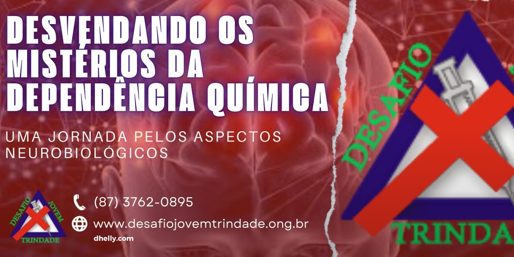 Ilustração de um cérebro com sinais de atividade neural intensa, simbolizando os aspectos neurobiológicos da dependência química.